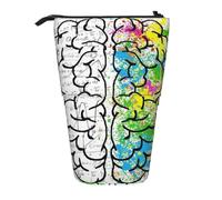 SATUSA Geometry Brain Image with Science Print Pencil Case,Telescopic Pen Pouch,Portable Pencil Holder,Storage Cosmetic Bag