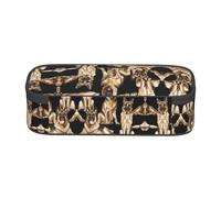 SATUSA German Shepherd Dog Print High-Capacity Layered Pencil Case - Versatile, Durable, and Compact Oxford Fabric Stationery Bag