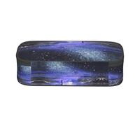SATUSA Girl Looking at Stars Print High-Capacity Layered Pencil Case - Versatile, Durable, and Compact Oxford Fabric Stationery Bag