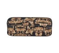 SATUSA Golden Retrievers Print High-Capacity Layered Pencil Case - Versatile, Durable, and Compact Oxford Fabric Stationery Bag