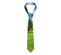 SATUSA Golf Course Lawn Print Men'S Silk Matte Fashionable Formal Tie With Delicate Texture,Business Tie