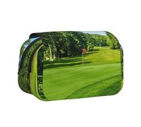 SATUSA Golf Course Lawn Print Pencil Case Large Capacity Pen Pouch Pencil Bag with 2 Compartments Pen Holder Organizer Stationery Bag