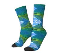SATUSA Green Hills And Water Print 3d Novelty Socks Unisex Socks Deluxe Personality Short Socks 40-42cm