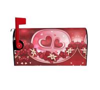 SATUSA Happy Valentine'S Day Print Magnetic Mailbox Covers Polyester Oxford Cloth Anti-Uv And Reusable Letterbox Cover 21Ã-18 Inch