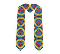 SATUSA Heart Rainbow Tie-Dyed Print Graduation Stole | Graduation Sash | Graduation Honor Stole Unisex Adult 182cm Long