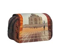 SATUSA Historical Site Painting Print Pencil Case Large Capacity Pen Pouch Pencil Bag with 2 Compartments Pen Holder Organizer Stationery Bag