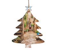 SATUSA Italian Street Print Personalised Wooden 1st Xmas Tree Decoration Hanging Ornament Keepsake Gifts Decorations,Christmas Atmosphere Pendant(6pcs)
