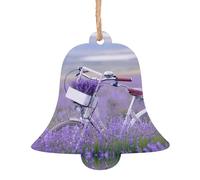 SATUSA Lavender Field Bike Print Personalised Wooden 1st Xmas Tree Decoration Hanging Ornament Keepsake Gifts Decorations,Christmas Atmosphere Pendant(6pcs)