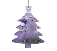 SATUSA Lavender Field Bike Print Personalised Wooden 1st Xmas Tree Decoration Hanging Ornament Keepsake Gifts Decorations,Christmas Atmosphere Pendant(6pcs)