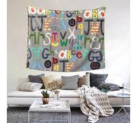 SATUSA Lovely Cartoon English Letters Print Tapestry, Living Room And Bedroom Decoration Tapestry,Suitable For Wall Decoration,Art Tapestry Dorm Decor Picnic Mat(60x51 Inches)