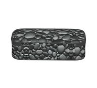 SATUSA Many Black Pebbles Print High-Capacity Layered Pencil Case - Versatile, Durable, and Compact Oxford Fabric Stationery Bag
