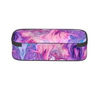 SATUSA Marble Purple Colorful Print High-Capacity Layered Pencil Case - Versatile, Durable, and Compact Oxford Fabric Stationery Bag