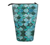 SATUSA Mermaid Print Pencil Case,Telescopic Pen Pouch,Portable Pencil Holder,Storage Cosmetic Bag