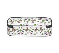 SATUSA Merry Christmas Happy Print High-Capacity Layered Pencil Case - Versatile, Durable, and Compact Oxford Fabric Stationery Bag