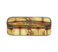 SATUSA Merry Christmas Print High-Capacity Layered Pencil Case - Versatile, Durable, and Compact Oxford Fabric Stationery Bag