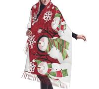 SATUSA Merry Christmas Print Soft Women'S Cashmerette Fringed Scarf Cape Fall And Winter Cashmere Shawl Warm Wrap