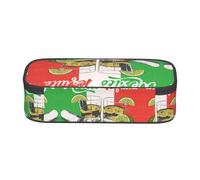 SATUSA Mexico Flag and Tequila Print High-Capacity Layered Pencil Case - Versatile, Durable, and Compact Oxford Fabric Stationery Bag