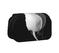 SATUSA Monochrome Rose Print Pencil Case Large Capacity Pen Pouch Pencil Bag with 2 Compartments Pen Holder Organizer Stationery Bag