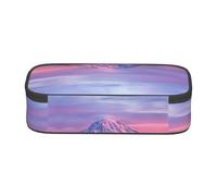 SATUSA Mount At Sunset Print High-Capacity Layered Pencil Case - Versatile, Durable, and Compact Oxford Fabric Stationery Bag