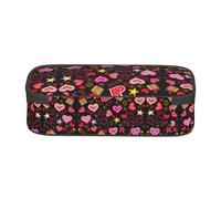 SATUSA Multiple Symbols Print High-Capacity Layered Pencil Case - Versatile, Durable, and Compact Oxford Fabric Stationery Bag