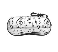 SATUSA Music Note Print Zipper Eyeglass Case, Soft Sunglasses Pouch, Portable Travel Spectacle Case With Clip For Girl And Women Men