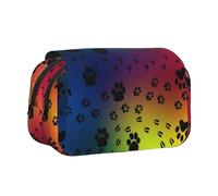 SATUSA Paw Prints Pattern Print Pencil Case Large Capacity Pen Pouch Pencil Bag with 2 Compartments Pen Holder Organizer Stationery Bag