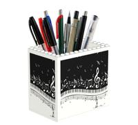 SATUSA Piano Keys With Musical Notes Print Building Block Texture Pen Holder - Pencil Holder For Desk Pen Organizer,Aesthetic Desk Accessories For Women(1pcs)