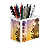 SATUSA Piano Violin Music Notes Print Building Block Texture Pen Holder - Pencil Holder For Desk Pen Organizer,Aesthetic Desk Accessories For Women(1pcs)