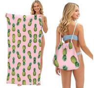 SATUSA Pineapple Printed Print 2-In-1 Foldable Beach Towel Backpack â€“ Camping, Yoga And Travel,Bath Towel With Built-In Storage, Convertible Beach Mat & Carry Bag