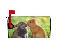 SATUSA Rabbit Love Print Magnetic Mailbox Covers Polyester Oxford Cloth Anti-Uv And Reusable Letterbox Cover 21Ã-18 Inch