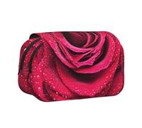 SATUSA Rose Pattern Print Pencil Case Large Capacity Pen Pouch Pencil Bag with 2 Compartments Pen Holder Organizer Stationery Bag