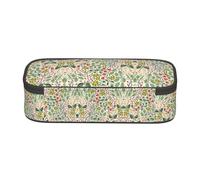 SATUSA Rose Print High-Capacity Layered Pencil Case - Versatile, Durable, and Compact Oxford Fabric Stationery Bag