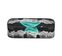 SATUSA Space and Moon Print High-Capacity Layered Pencil Case - Versatile, Durable, and Compact Oxford Fabric Stationery Bag