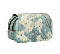 SATUSA Spring Flower Blossoms Print Pencil Case Large Capacity Pen Pouch Pencil Bag with 2 Compartments Pen Holder Organizer Stationery Bag