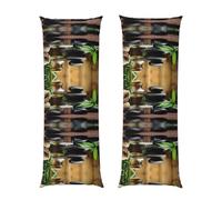 SATUSA Stones And Spa Oil On The Wood Near A Pond Print Body Pillow Cover 20x60 In Body Pillow Case Long Pillowcase With Zipper