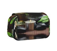 SATUSA Stones and Spa Oil On The Wood Near A Pond Print Pencil Case Large Capacity Pen Pouch Pencil Bag with 2 Compartments Pen Holder Organizer Stationery Bag