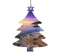 SATUSA Sun Rise On The Beach Print Personalised Wooden 1st Xmas Tree Decoration Hanging Ornament Keepsake Gifts Decorations,Christmas Atmosphere Pendant(6pcs)