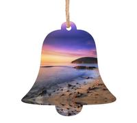 SATUSA Sun Rise On The Beach Print Personalised Wooden 1st Xmas Tree Decoration Hanging Ornament Keepsake Gifts Decorations,Christmas Atmosphere Pendant(6pcs)