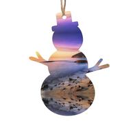 SATUSA Sun Rise On The Beach Print Personalised Wooden 1st Xmas Tree Decoration Hanging Ornament Keepsake Gifts Decorations,Christmas Atmosphere Pendant(6pcs)