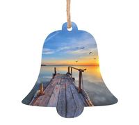 SATUSA Sunset Scenery Print Personalised Wooden 1st Xmas Tree Decoration Hanging Ornament Keepsake Gifts Decorations,Christmas Atmosphere Pendant(6pcs)