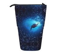 SATUSA Underwater Sea Lion Print Pencil Case,Telescopic Pen Pouch,Portable Pencil Holder,Storage Cosmetic Bag