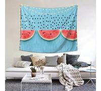 SATUSA Watermelon And Falling On Blue Background Print Tapestry, Living Room And Bedroom Decoration Tapestry,Suitable For Wall Decoration,Art Tapestry Dorm Decor Picnic Mat(60x51 Inches)