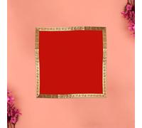 SATVIK 1 Pc 18 X 18 Inch Red Asan for Pooja Puja Mat Mandir Ganpati Laxmi Pujan Home Temple Prayer Bhagwan Chowki Aasan Cloth Indian Traditional Ethnic Pooja Diwali Decorations Puja Item