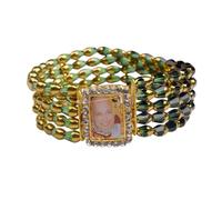 SATVIK 1 Pc Jai Guru Ji Maharaj Handmade Bracelet for Men & Women, Green Beads with Guru Ji Swaroop, Blessings Bracelet, Positive Vibes Wrist Band, Satsang Return Gift