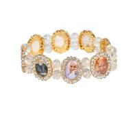 SATVIK 1 Pc Stunning Premium Pearl Bracelet with Jai Guruji Swaroop l Handmade Crystal Beads Bracelets (Light Peach) | Jai Chhatarpur Guruji Blessing | Positive Vibes, Shukrana, Satsang Wrist Band