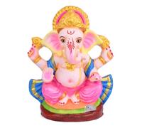 SATVIK 10 Inch Alampata Eco-Friendly Padmasna Ganpati Idol | 100% Bio-Degradable Sadhu Matti Clay | Sitting Pose | Perfect for Home Décor & Festive Worship