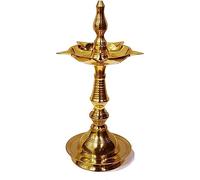 SATVIK 10 Inch Standing Brass Metal Kerala Samai Diwali Deepak for Puja Traditional Panchmahal Pooja Deepam Diya Oil Lamp Kutthu Vilakku Dia Deepawali Indian Gift Item