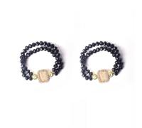 SATVIK 2 Pc Black Round Pearl Bracelet Jai Guruji Beads Bracelet Handmade Bracelets Jai Chhatarpur Guruji Blessing Positive Vibes Shukrana Satsang Jai Guru Ji Maharaj Wrist Band