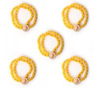 SATVIK 2 Pc Double layer Dark Yellow Beaded Jai Guruji Beads Bracelet Handmade Bracelets Jai Chhatarpur Guruji Blessing Positive Vibes Shukrana Satsang Jai Guru Ji Maharaj Wrist Band Bulk Return Gifts
