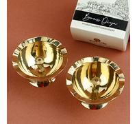 Satvik 2 Pc Pure Brass Diya for Pooja Tibetan Butter Lamp Buddhist Altar Supplies Tea Light Holder Indian Puja Kutthu Vilakku Deepam Meditation Offering Indian Diwali Mandir Housewarming Return Gifts